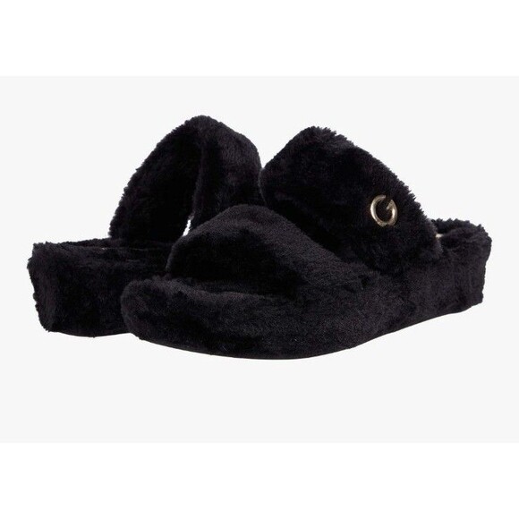 NEW! Women's GBG Los Angeles Lennly Casual Faux Fur Slipper Sandal Slides, 7.5M - Picture 1 of 12
